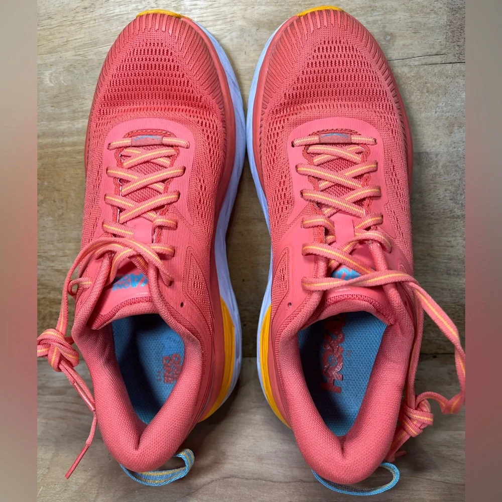 Hoka One One Bondi 7 CUSHIONED Womens Size 9 Running Shoes Sneakers Coral - Picture 7 of 12